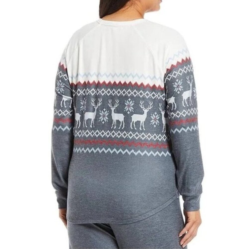 NEW! P.J. Salvage Fair Isle Print Knit Lounge Long Sleeve Top Size XL - Picture 3 of 10